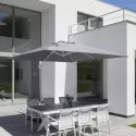 Alicante tuinset in wit aluminium en grijs keramische print tafelblad met 6 stapelbare Alicante tuinstoelen