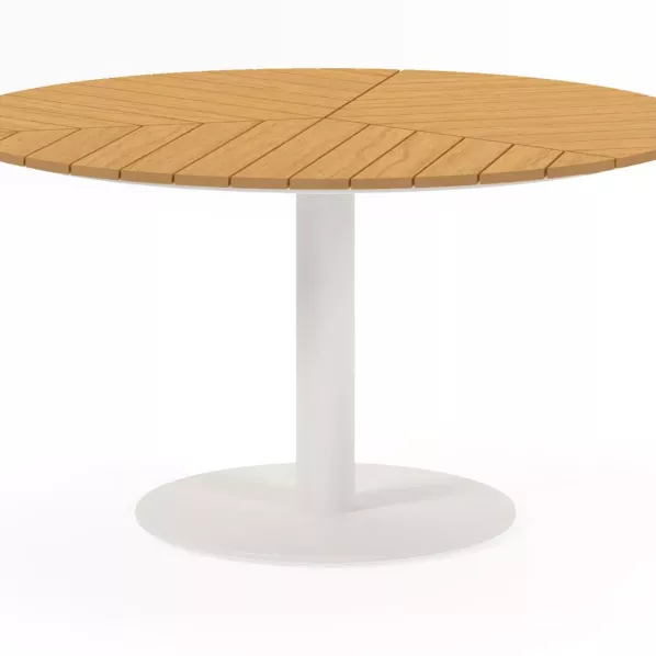 Bari tuintafel rond in wit aluminium en polywood - Dia. 140 x H 74 cm