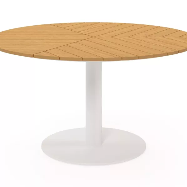 Bari tuintafel rond in wit aluminium en polywood - Dia. 140 x H 74 cm